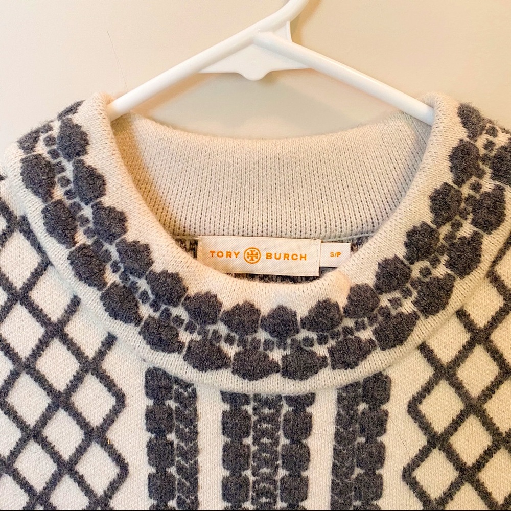 TORY BURCH MERINO WOOL JACQUARD PULLOVER